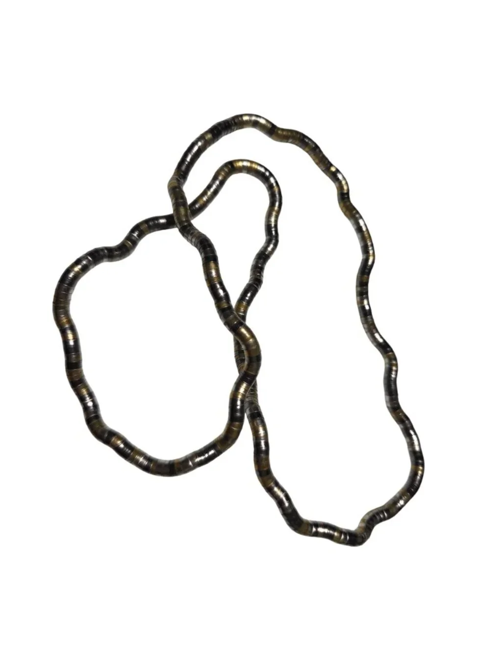 Bendable Poseable Metallic Necklace Gold Silver Tone Circular Discs Statement